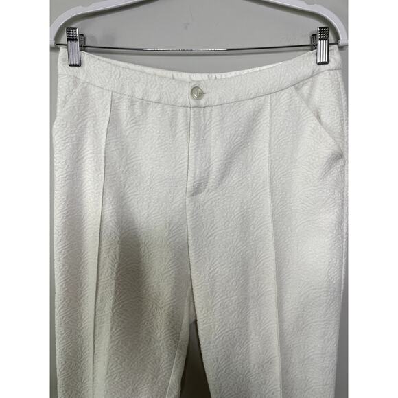 Darling Textured Pattern High Rise Straight Leg Ankle Pants White S Country Club - Picture 3 of 11